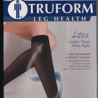 Truform Women's Stockings Knee High Sheer OPEN Toe: 15-20 mmHg L BLACK